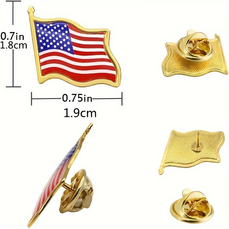 10 Pcs American Flag Lapel Pins USA Patriotic Enamel Brooch Badge Bulk Set