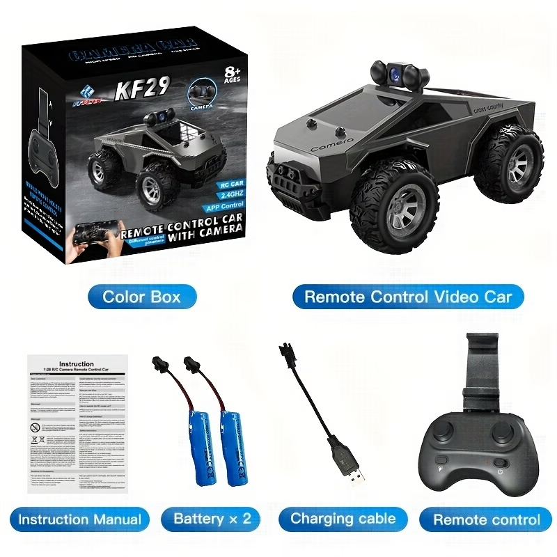 1:28 RC Off Road Truck HD Camera APP Control Monster Car 2 Batteries