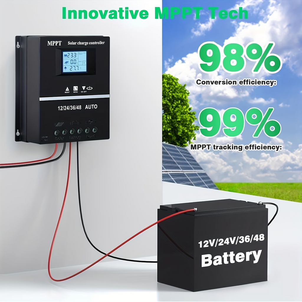 100A MPPT Solar Charge Controller LCD 12V-48V Battery Regulator