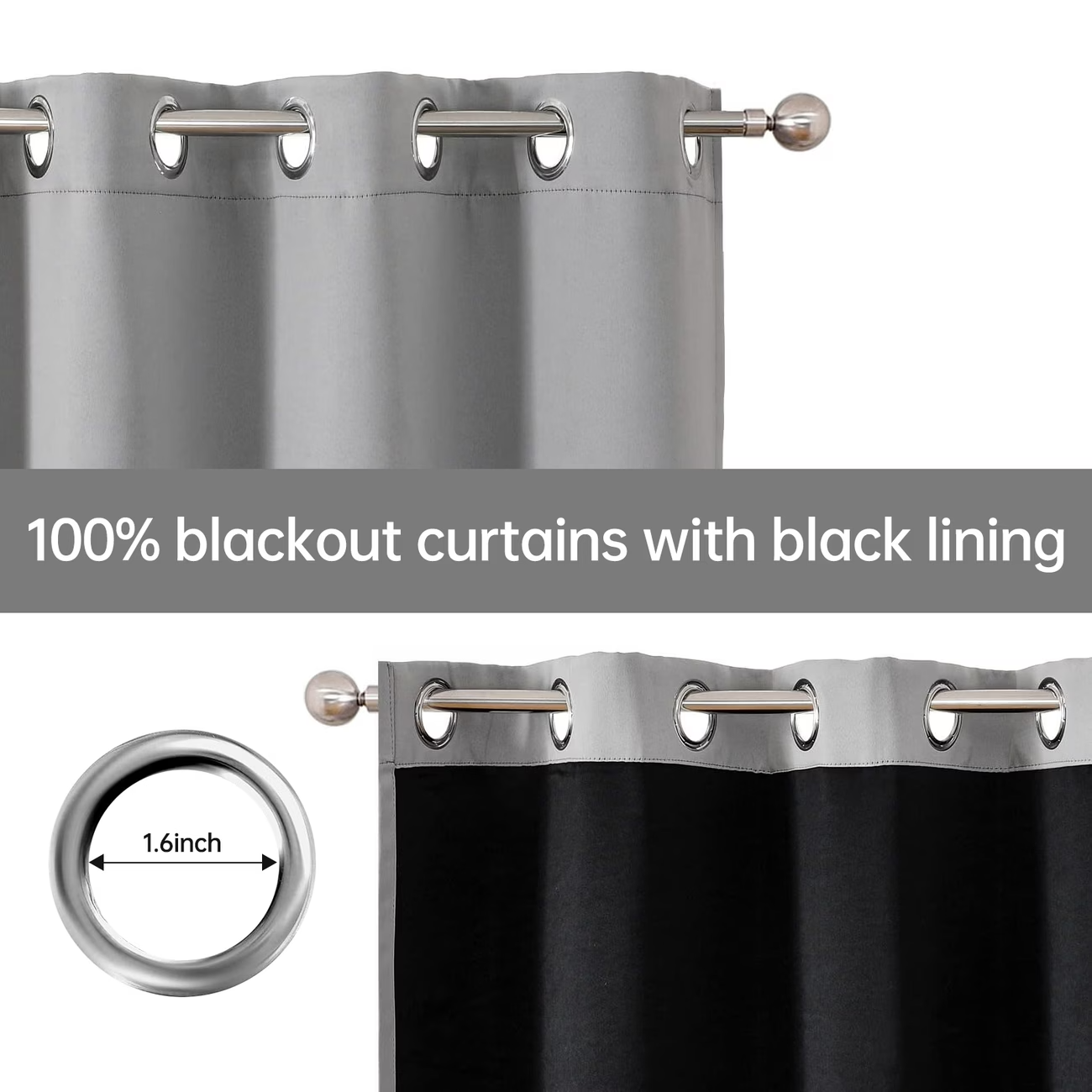 100% Blackout Curtains Thermal Insulated Noise Reducing Window Panels