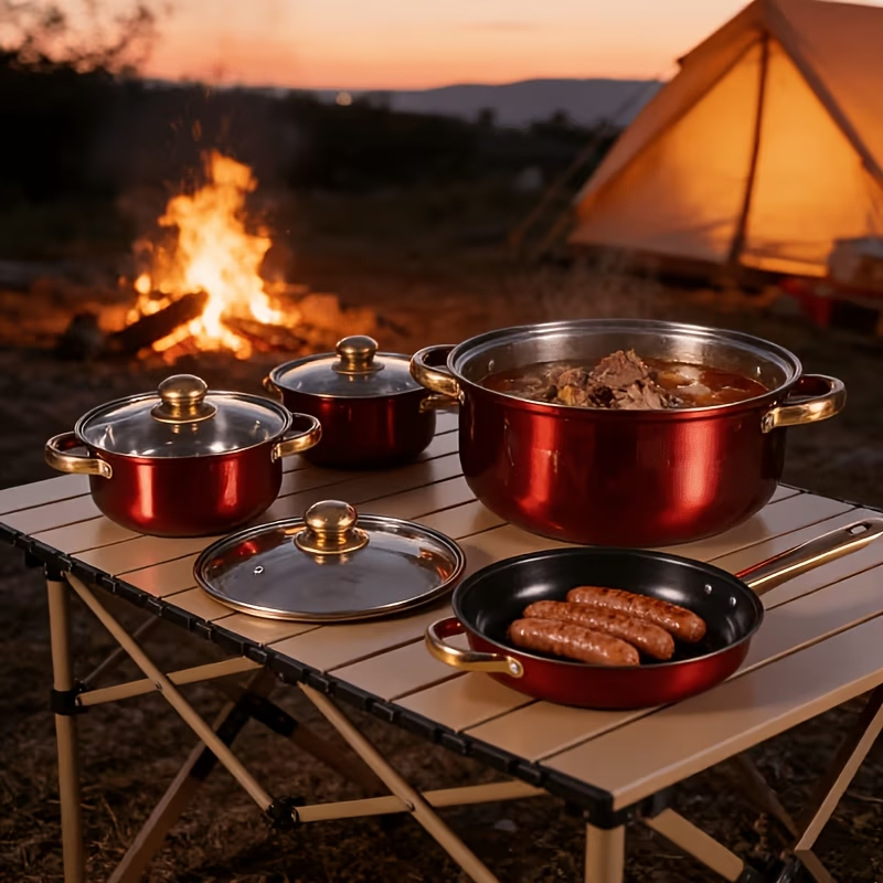 12PCS Stainless Steel Cookware Set Nonstick Pots Pans Induction Gas Gold