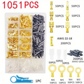 1051PCS Male Female Spade Connector Crimp Terminal Wire Kit Set
