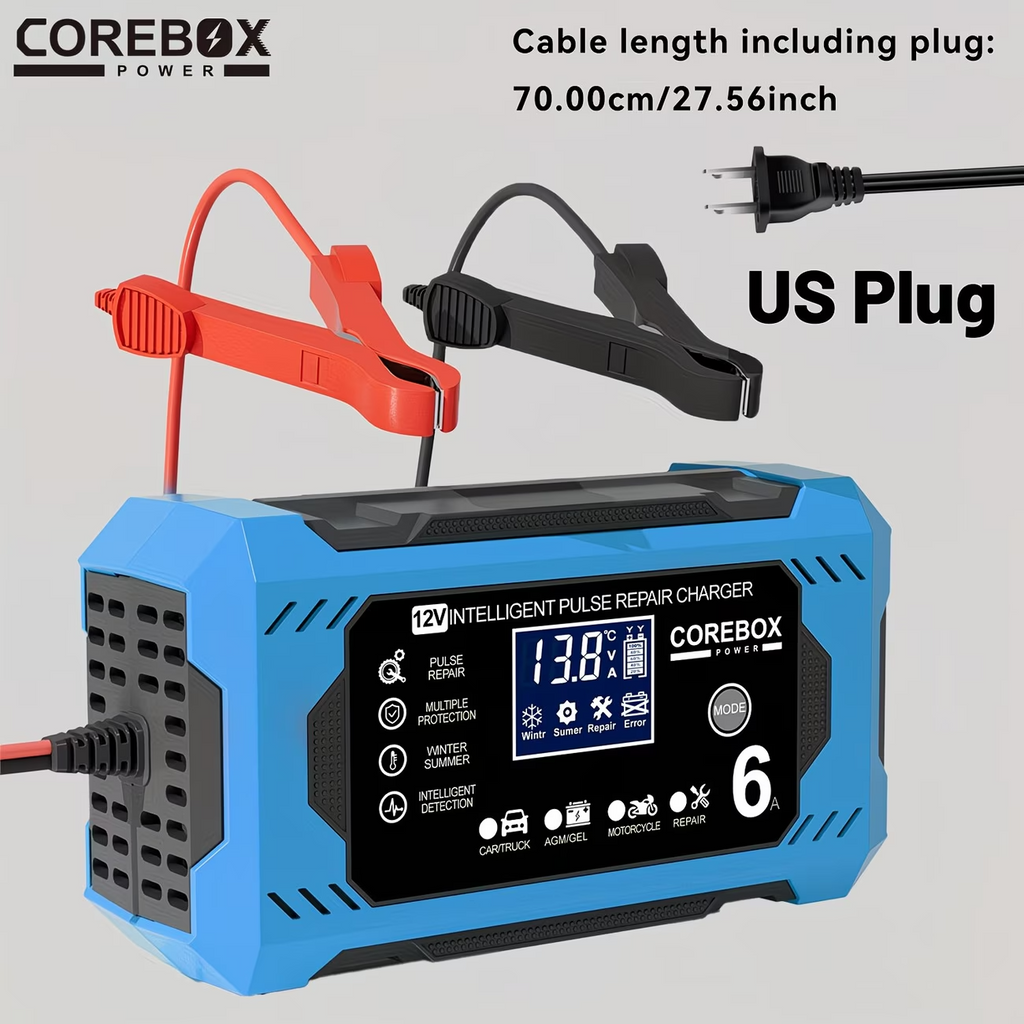 12V Smart Battery Charger 6A LCD Trickle Maintainer Car Motorcycle