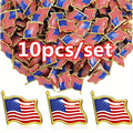 10 Pcs American Flag Lapel Pins USA Patriotic Enamel Brooch Badge Bulk Set