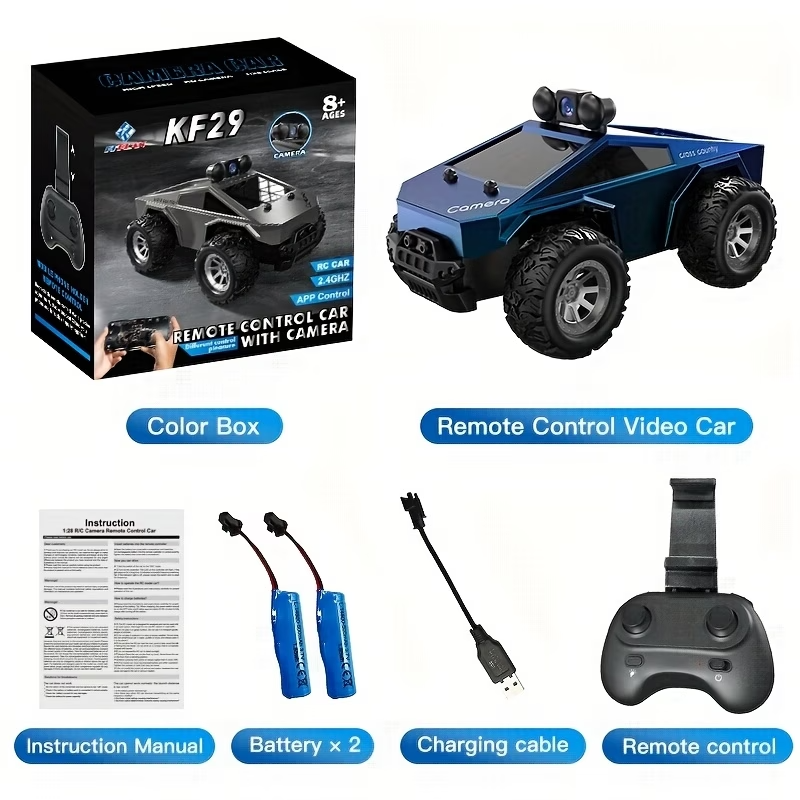 1:28 RC Off Road Truck HD Camera APP Control Monster Car 2 Batteries