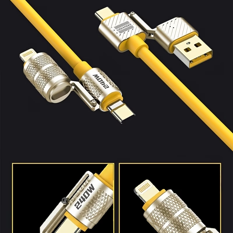 240W 4-in-1 USB C  Fast Charging Cable iPhone MacBook iPad