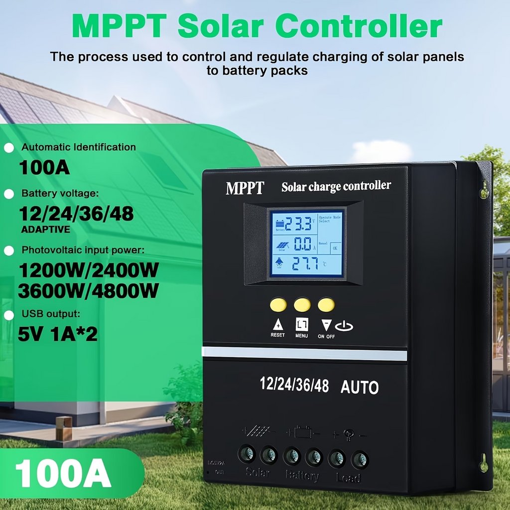 100A MPPT Solar Charge Controller LCD 12V-48V Battery Regulator