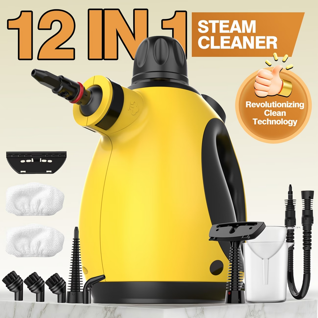 1050W Handheld Steam Cleaner 12PCS Portable Multi Surface w/ Safety Lock