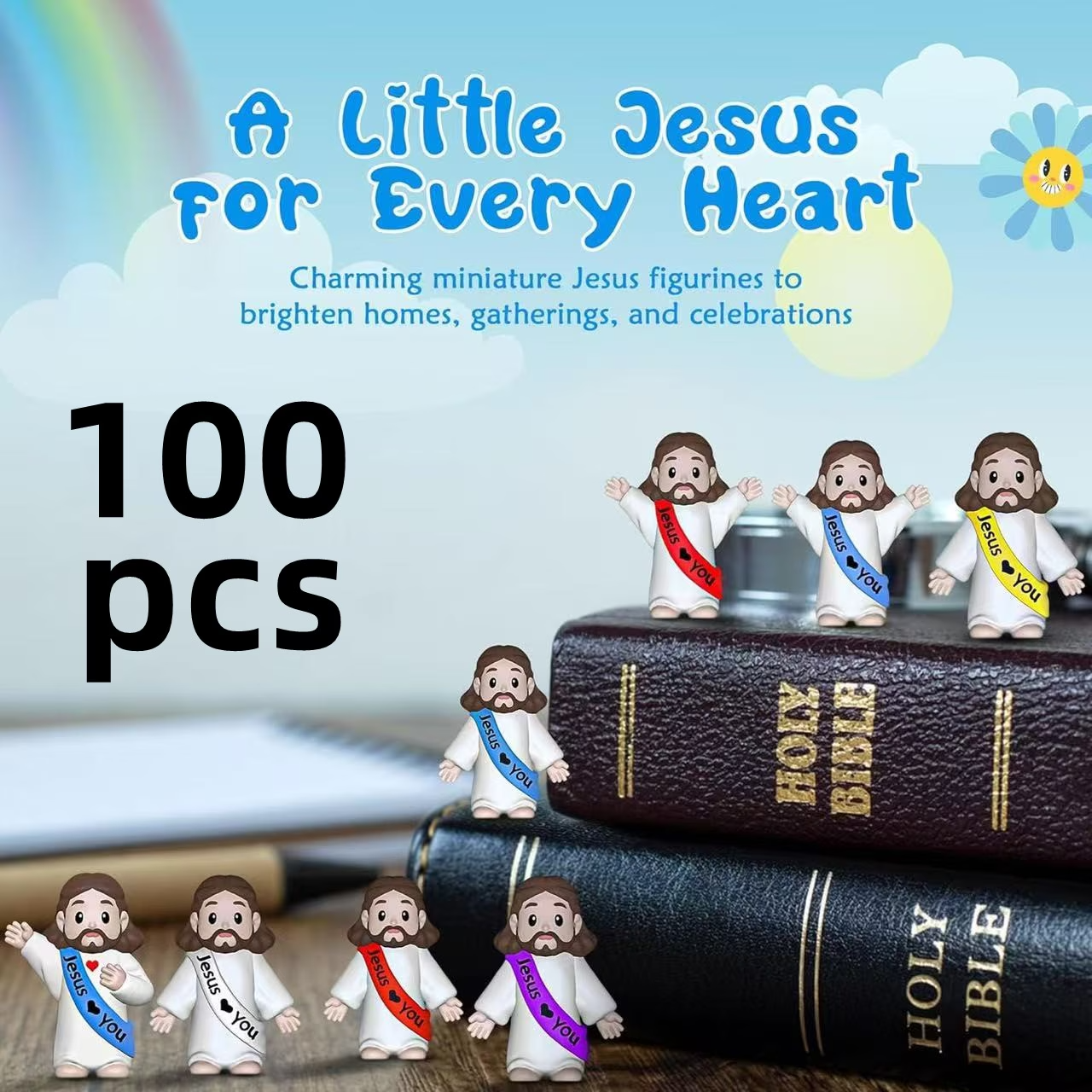 100pcs Mini Figurines Religious PVC Small Statues Easter VBS Church Crafts