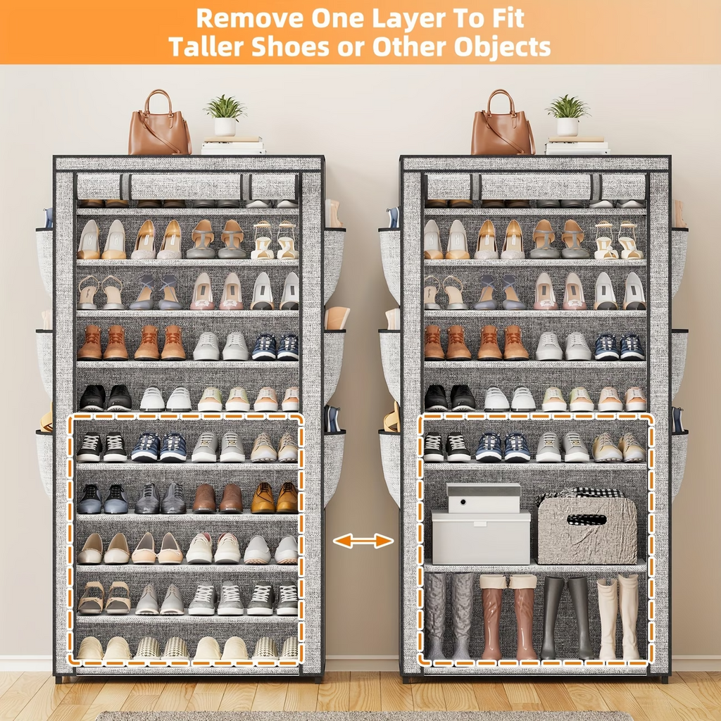 10 Tier Shoe Rack Storage Cabinet Organizer 50-56 Pairs Closet Entryway Tall