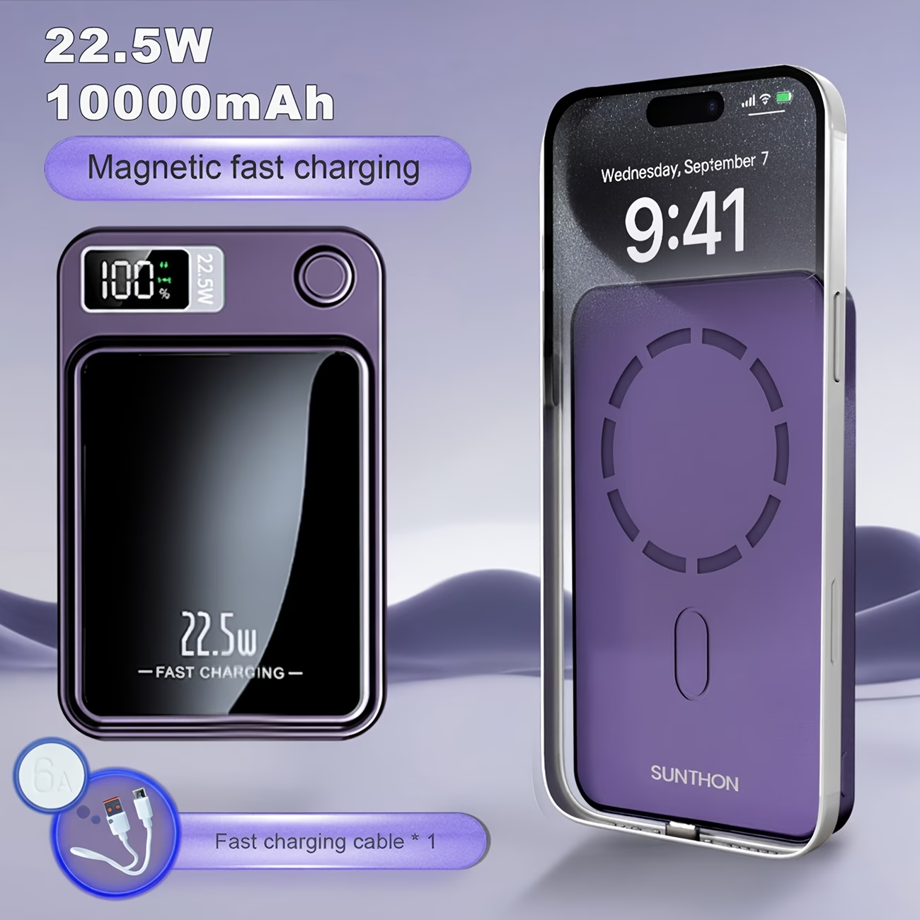 10000mAh Magnetic Wireless Power Bank 22.5W Fast Charge PD20W LED for iPhone And