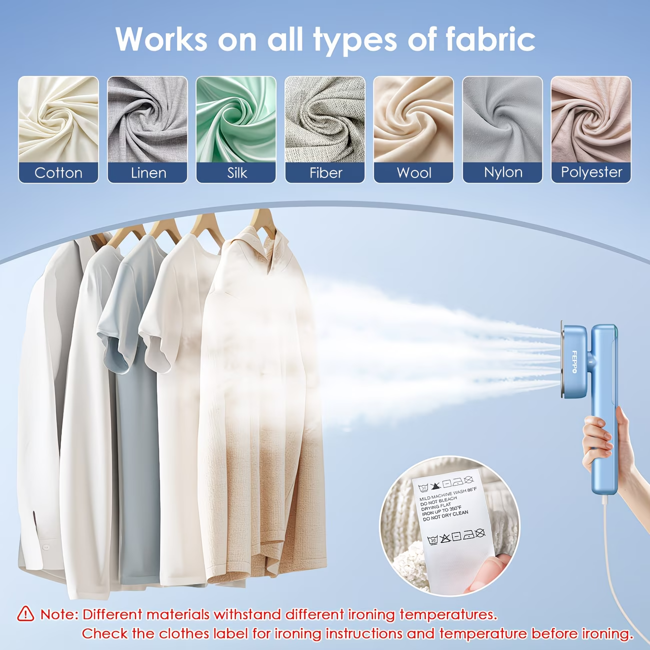 1100W Garment Steamer Portable Steam Iron 20S Fast Heat Travel Home