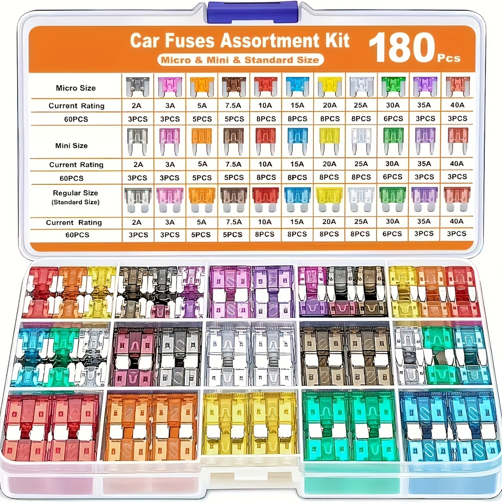 180 PCS Automotive Fuse Kit Mini Standard Micro Blade Fuses Set