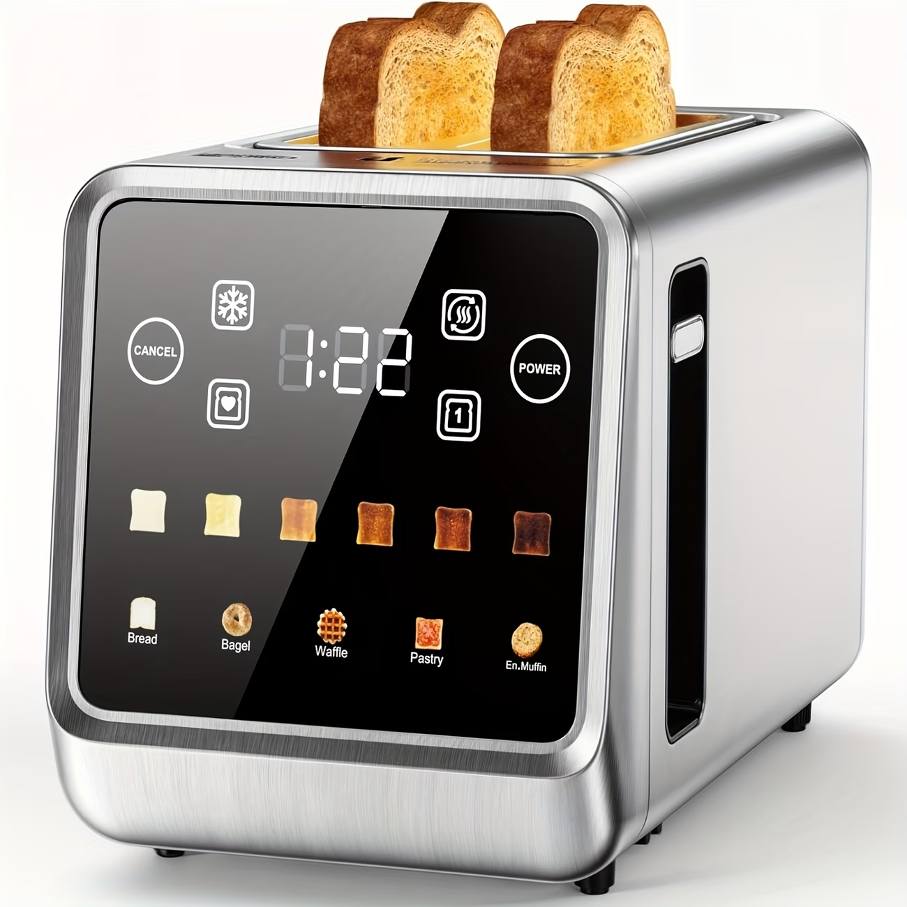 2-Slice Touch Screen Stainless Steel Toaster | Smart Digital with Memory Functio