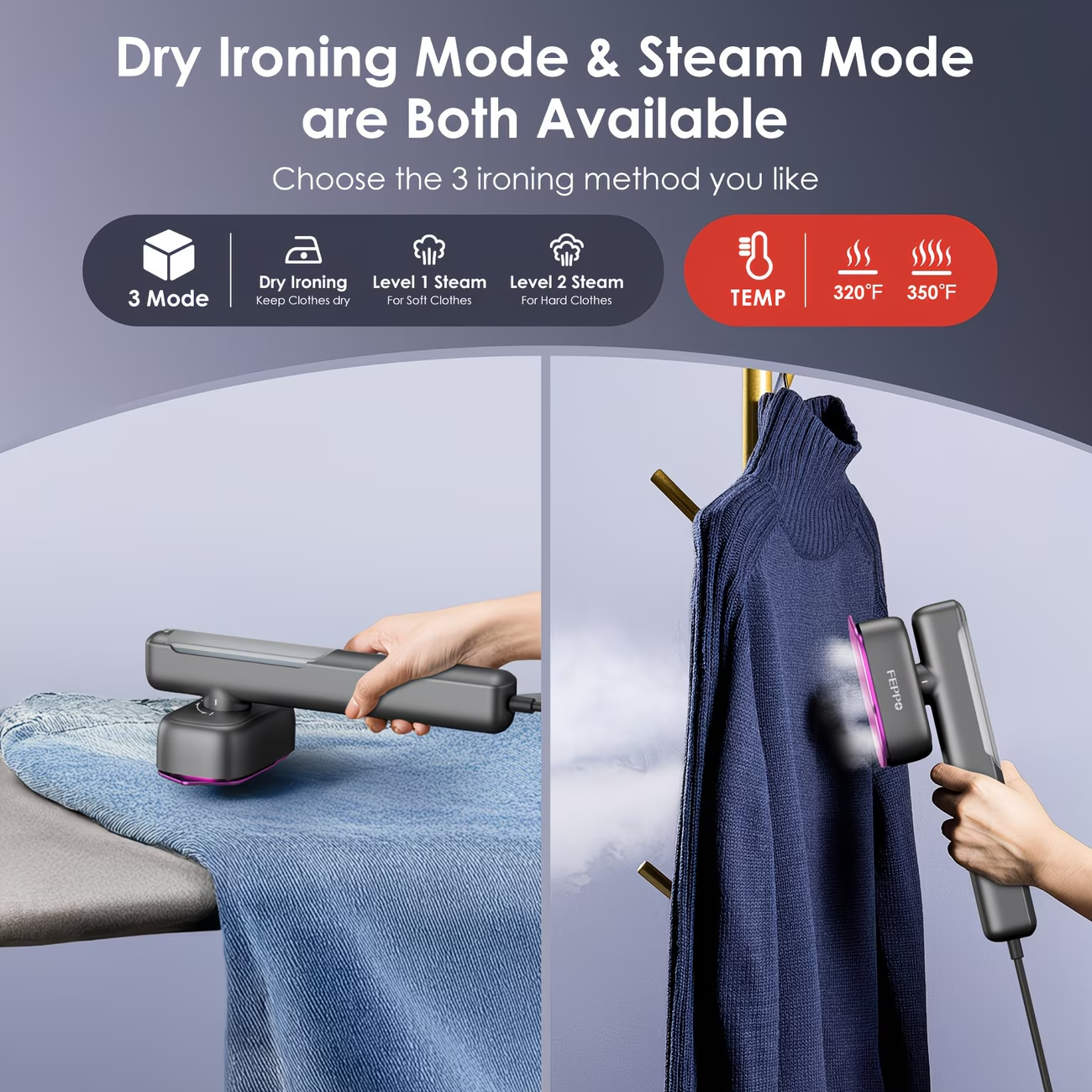 1100W Garment Steamer Portable Steam Iron 20S Fast Heat Travel Home