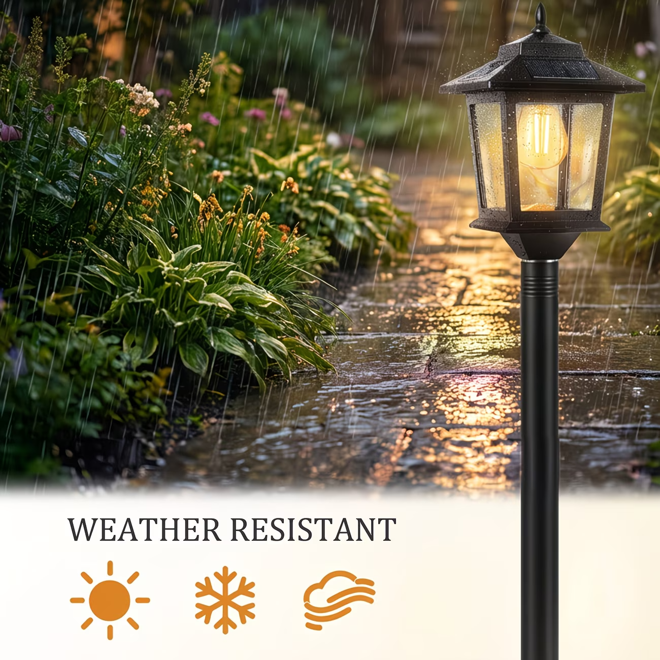 2 Pack Solar Lamp Post Lights 63in Outdoor Garden Pathway Lights 1800LM