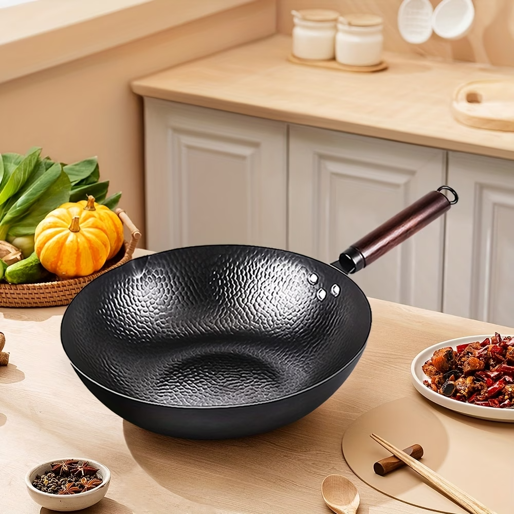 12.6'' Cast Iron Wok Pan Set Nonstick Frying Pan w/ 13 Kitchen Tools