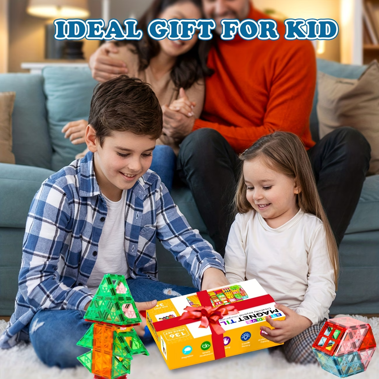 136PCS Magnetic Tiles Building Blocks Kids STEM Toy Set w/ Cars Educational Gift