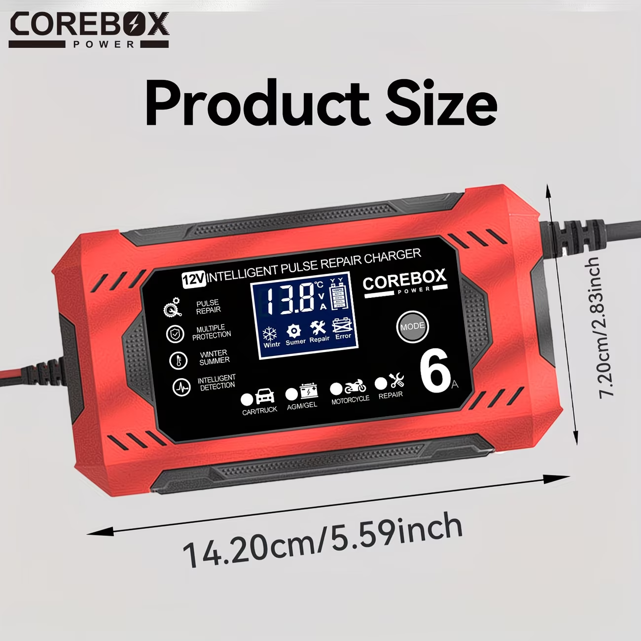 12V Smart Battery Charger 6A LCD Trickle Maintainer Car Motorcycle