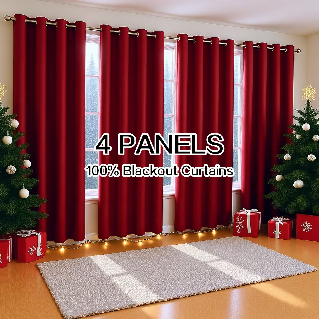 100% Blackout Curtains Thermal Insulated Noise Reducing Window Panels