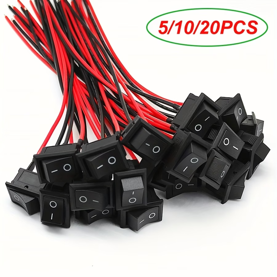 20PCS SPST 2 Pin Rocker Switch ON/Off AC 6A/250V 10A/125V Pre Wired