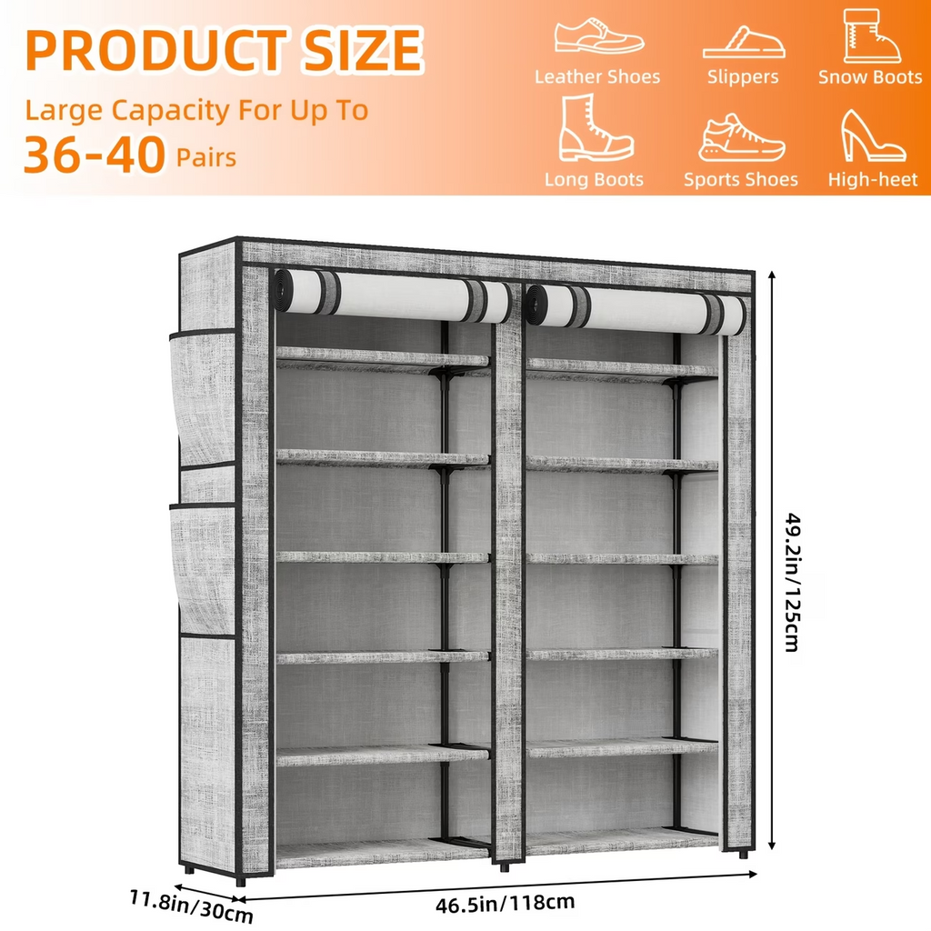 10 Tier Shoe Rack Storage Cabinet Organizer 50-56 Pairs Closet Entryway Tall