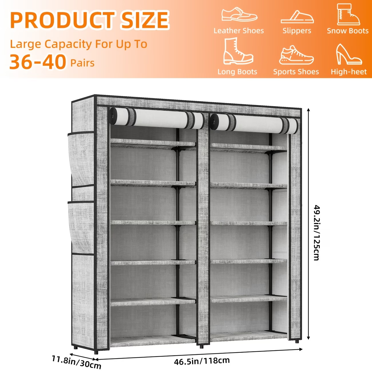 10 Tier Shoe Rack Storage Cabinet Organizer 50-56 Pairs Closet Entryway Tall