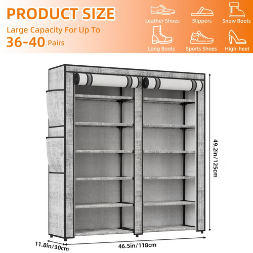 10 Tier Shoe Rack Storage Cabinet Organizer 50-56 Pairs Closet Entryway Tall