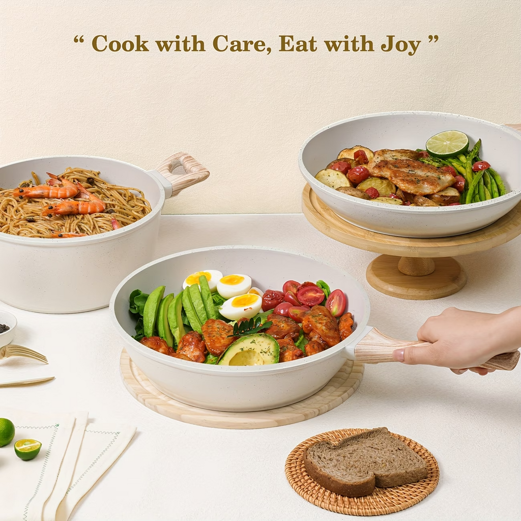 12PCS Granite Cookware Set Nonstick Pots Pans Induction All Stovetops