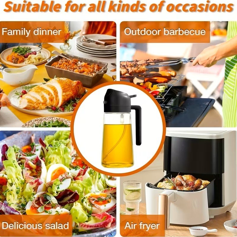 2 in 1 Oil Spray Bottle Pour Dispenser 16oz Kitchen Cooking Tool