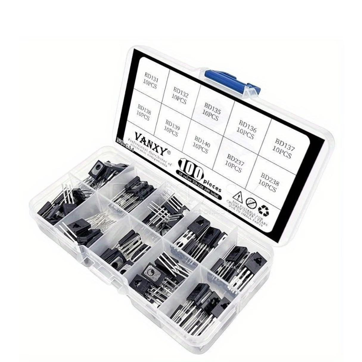 100PCS TO-126 Power Transistor Kit BD131-140 BD237 BD238 Assorted Set