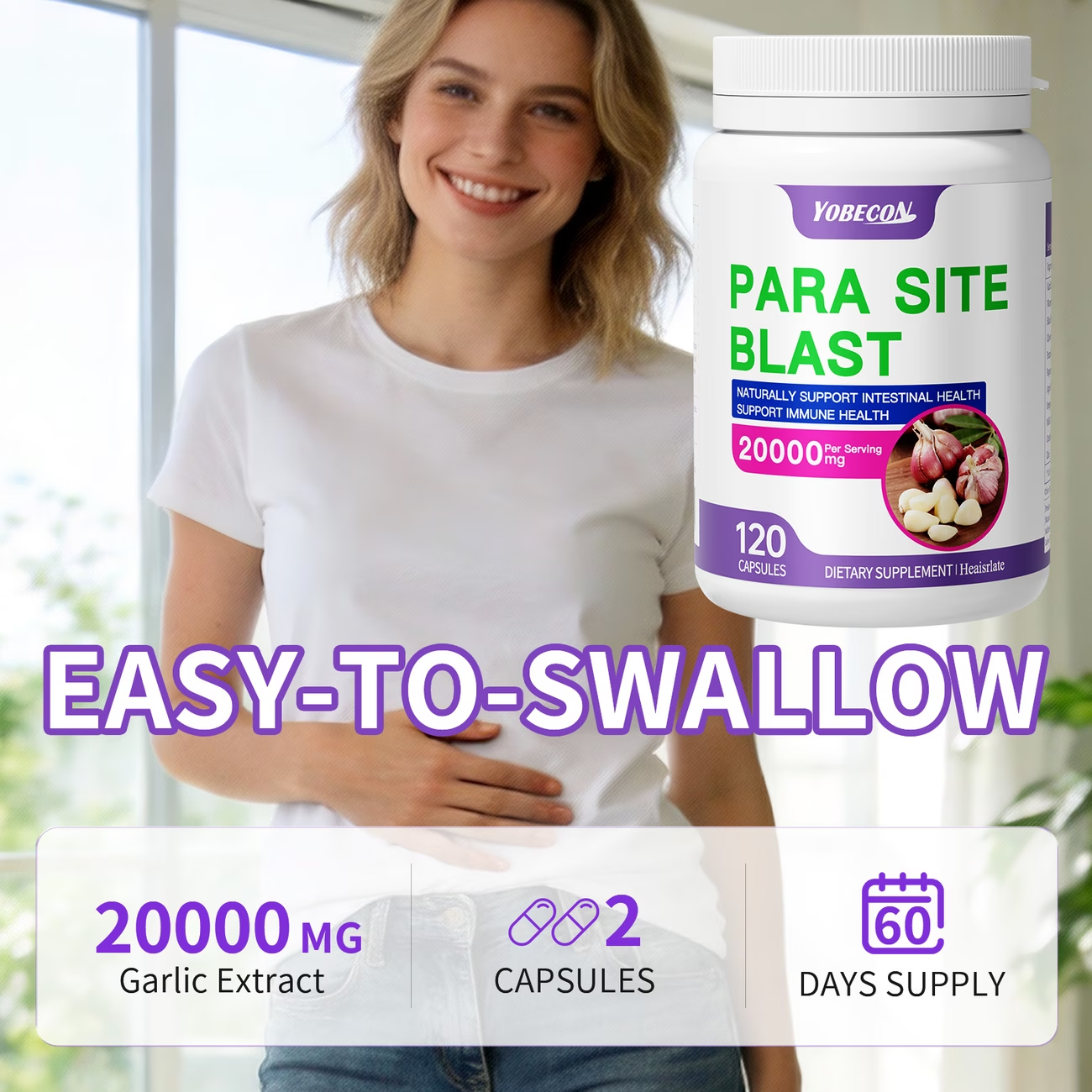 120 Caps Parasite Cleanse Supplement Garlic Wormwood Black Walnut Detox