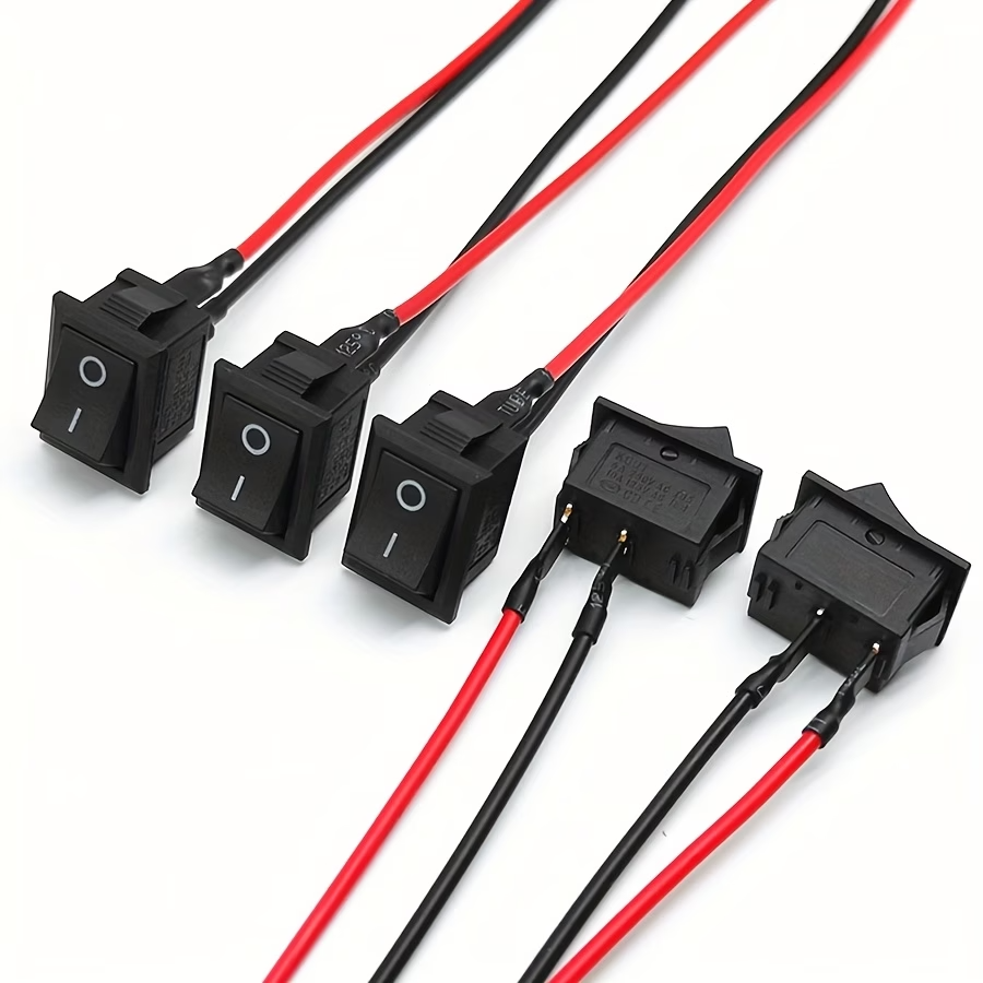 20PCS SPST 2 Pin Rocker Switch ON/Off AC 6A/250V 10A/125V Pre Wired