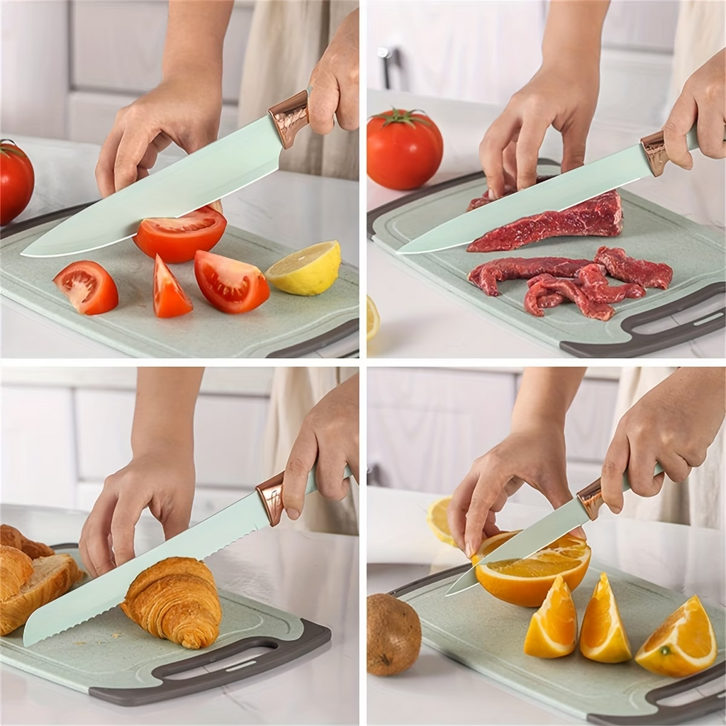 19PCS Silicone Kitchen Utensil Knife Set Nonstick Wooden Handle Tools