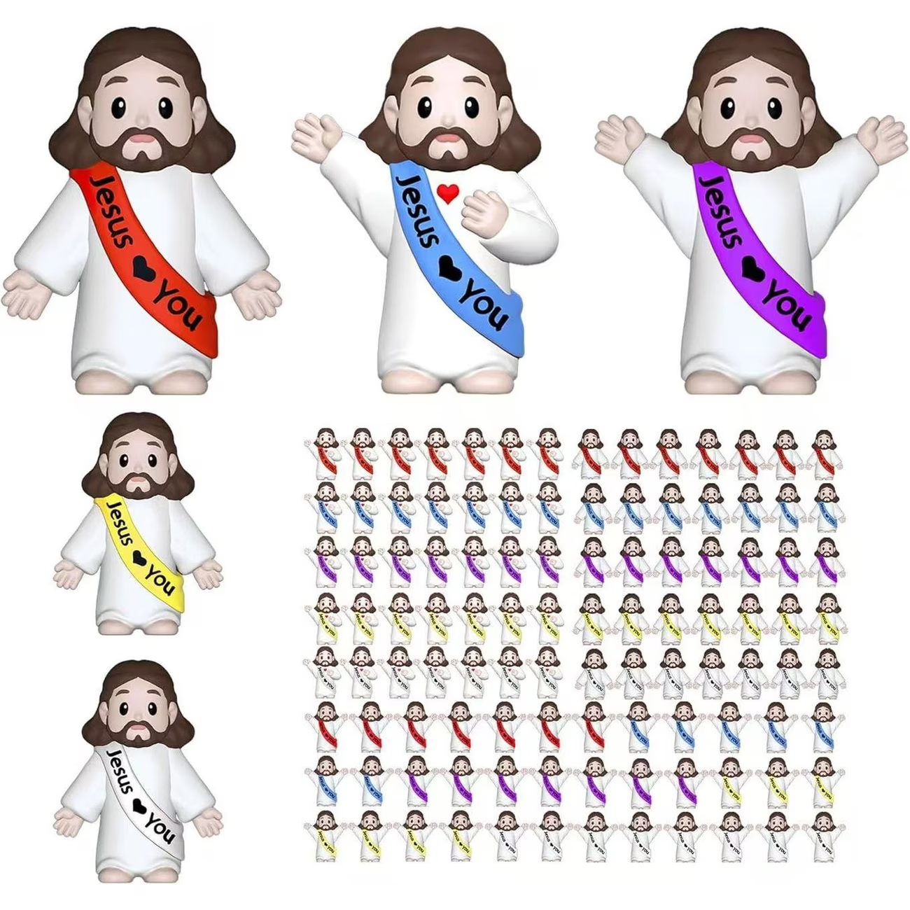 100pcs Mini Figurines Religious PVC Small Statues Easter VBS Church Crafts
