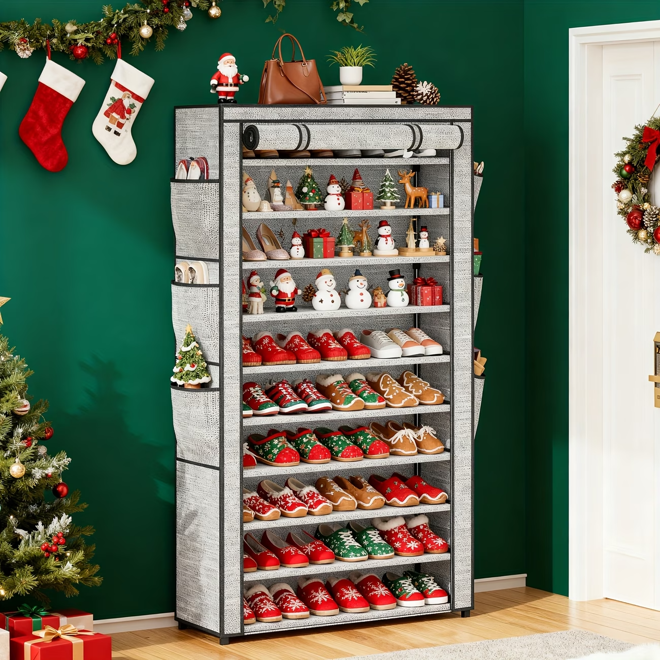 10 Tier Shoe Rack Storage Cabinet Organizer 50-56 Pairs Closet Entryway Tall
