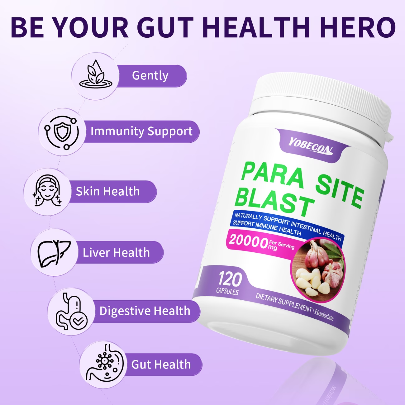 120 Caps Parasite Cleanse Supplement Garlic Wormwood Black Walnut Detox