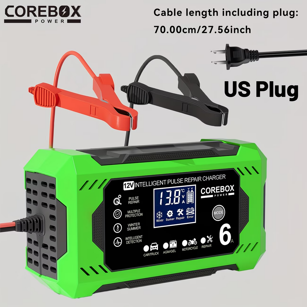 12V Smart Battery Charger 6A LCD Trickle Maintainer Car Motorcycle