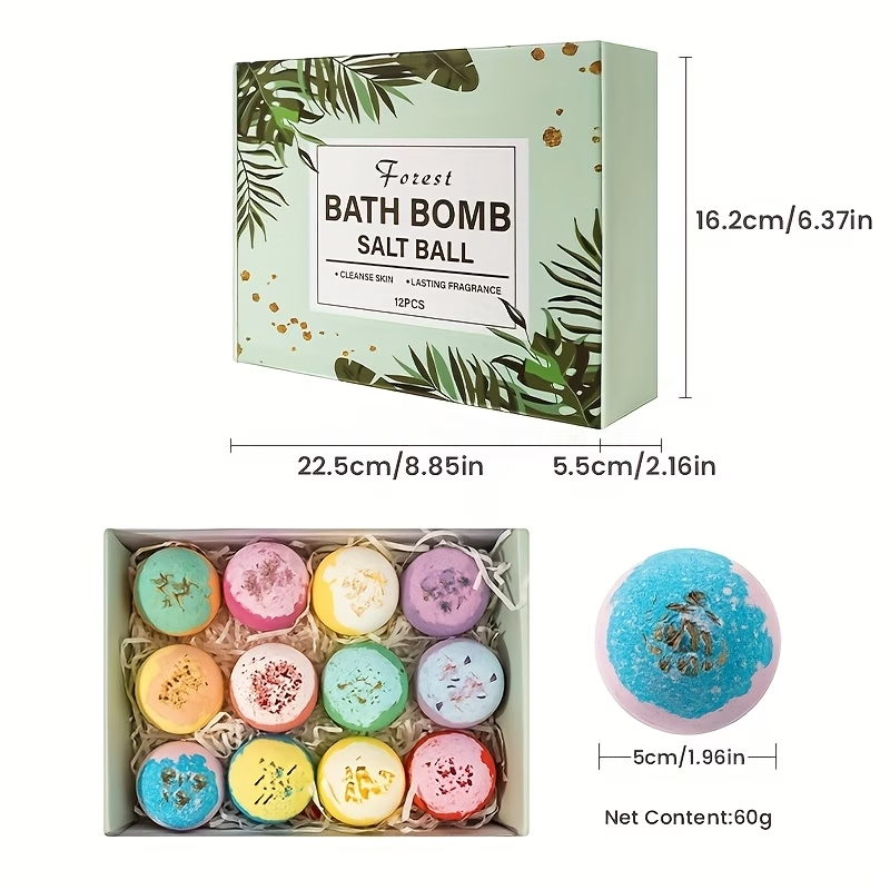 12PCS Bath Bomb Gift Set Large Aromatherapy Bubble Spa Balls Relaxing Gifts