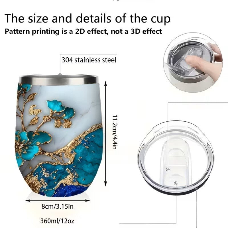 12 oz Insulated Stainless Steel Travel Mug – Egg Shaped Leakproof Coffee Cup wit
