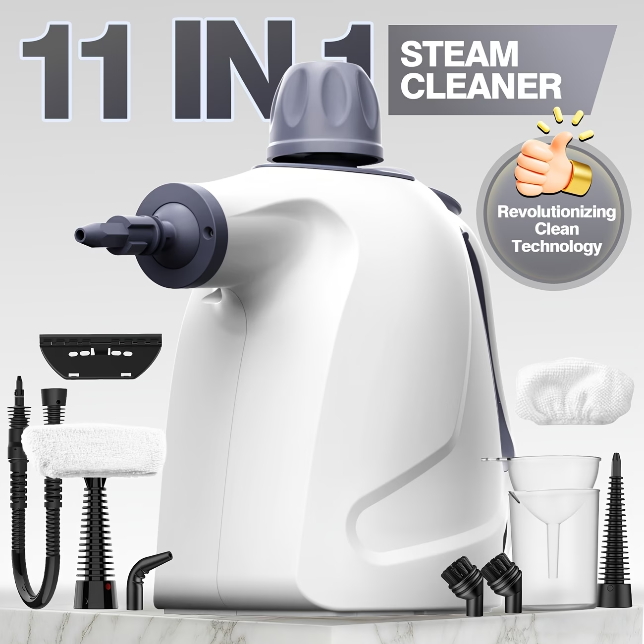 1050W Handheld Steam Cleaner 12PCS Portable Multi Surface w/ Safety Lock